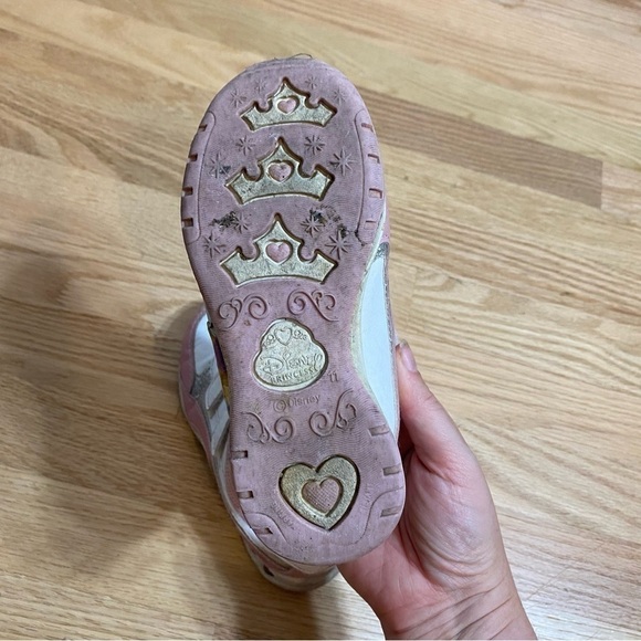 Disney Princess Light Up Sneakers Sz 11 Double Strap Kids Toddler Pink White - Picture 5 of 7